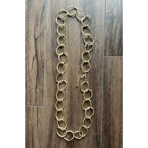 Gold Loop Chain Link Waist Belt or Long Necklace with adjustable Clip Closure - Picture 3 of 3